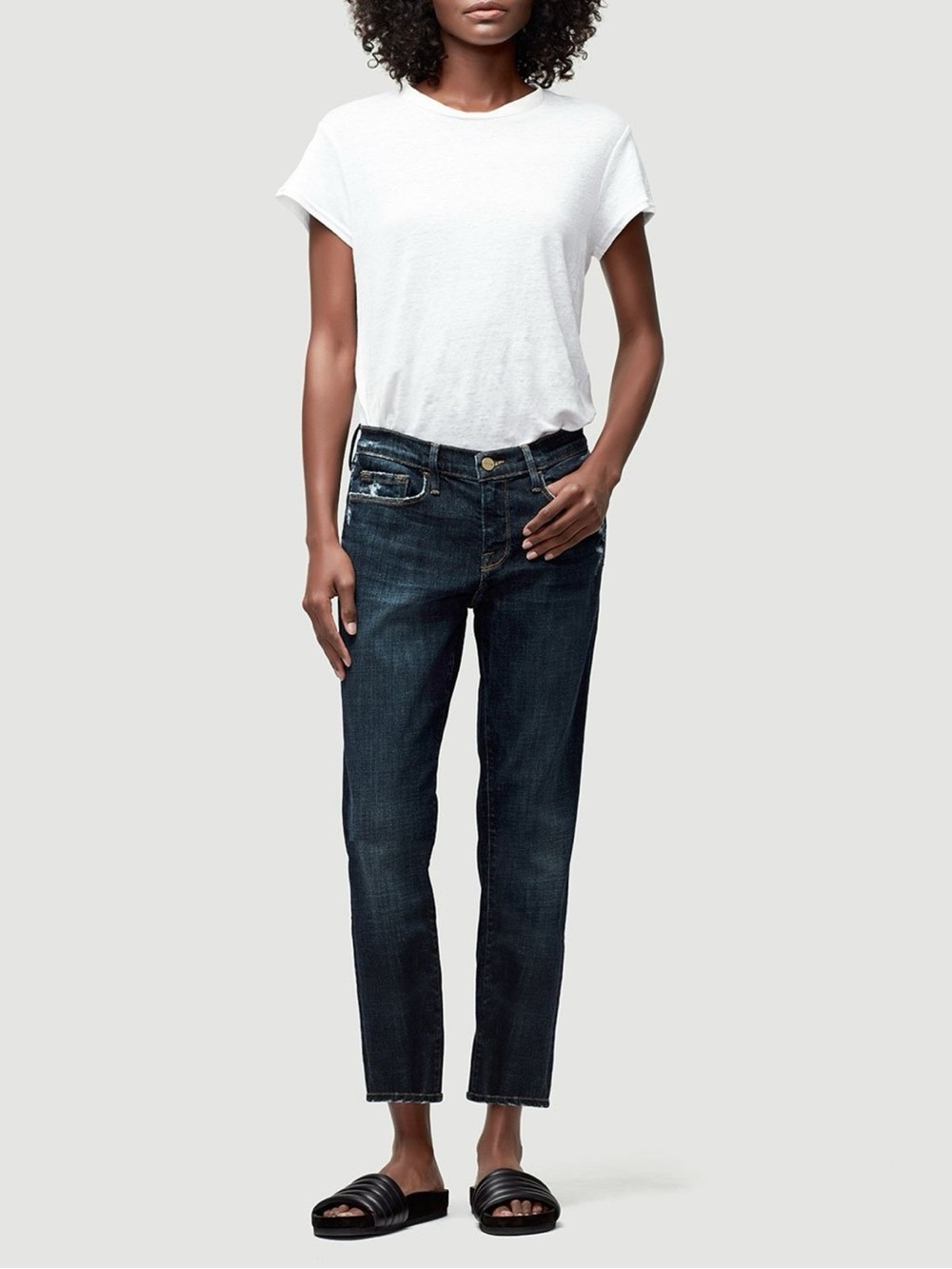 Frame Denim Dark Blue Le Garçon Crop Ankle Jeans Size 25 - Picture 2 of 13